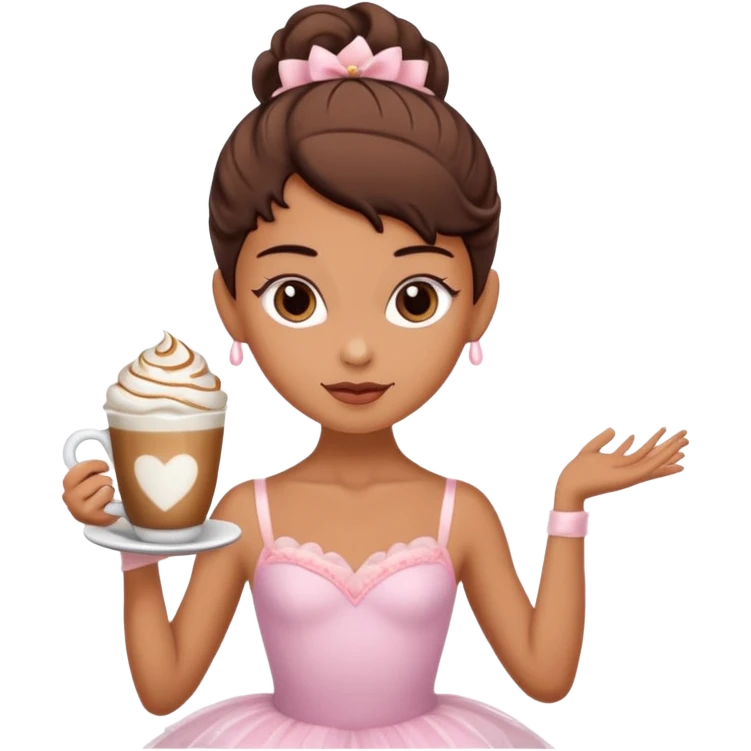 a ballerina with a head as a cup of capuchino  emoji