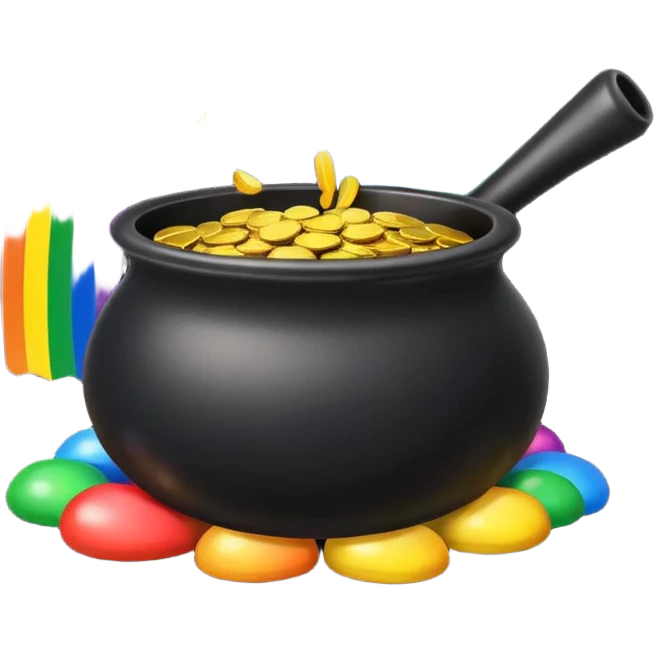 rainbow with a black pot of gold at the end cute emoji