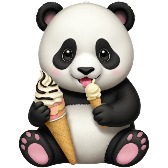Panda eating ice cream emoji