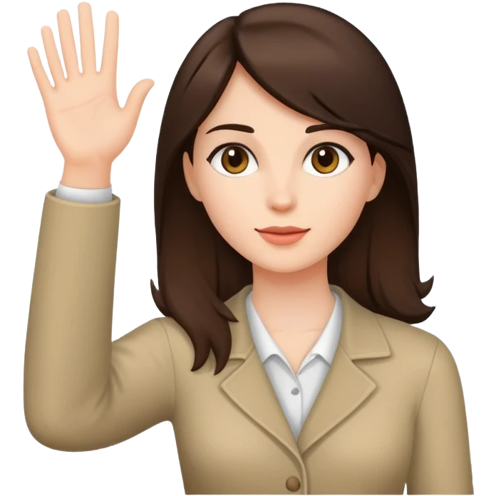 Brunette raising her hand emoji