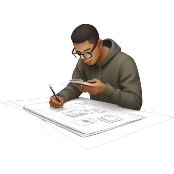 ux designer sketching a mobile app emoji
