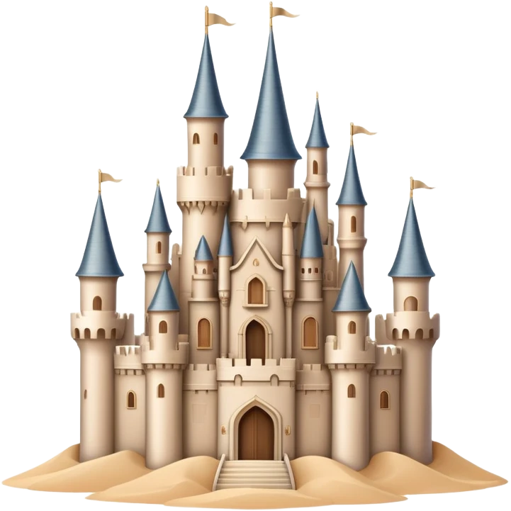 Elegant beige fantasy castle with sand-colored walls and pointed towers emoji