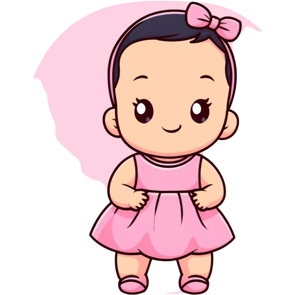 baby girl with pink dress emoji