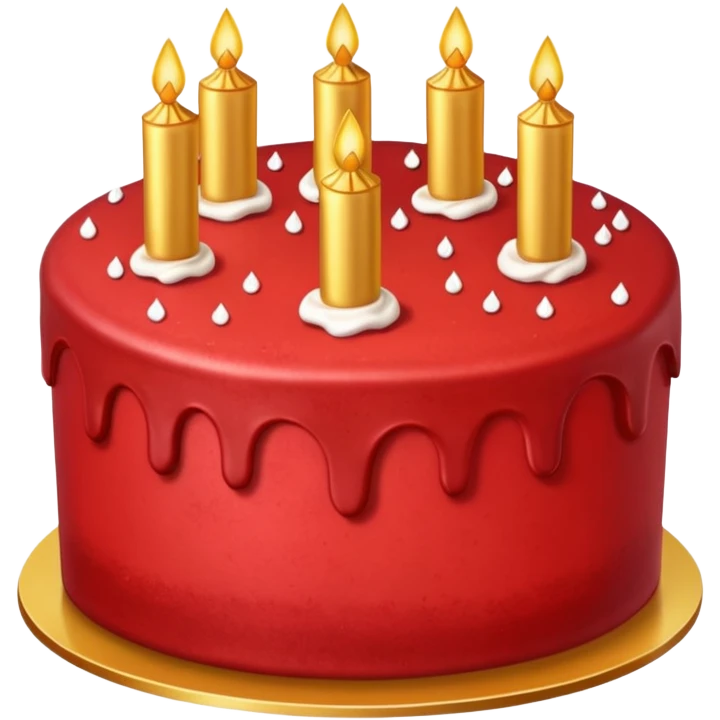 red cake with golden details and sparkles emoji