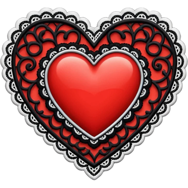 red and black heart with white lace emoji