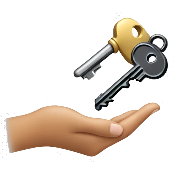 emoji styled hand holding a key emoji