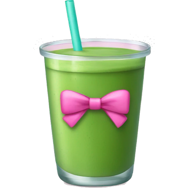 green smoothie with pink bow emoji