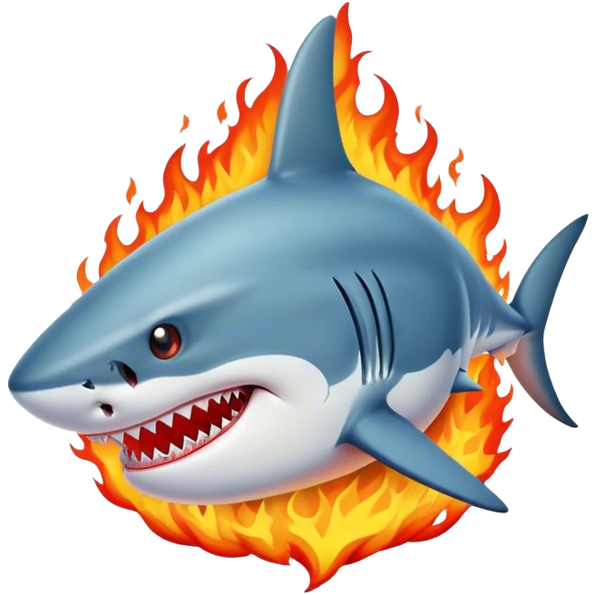 Shark on fire emoji