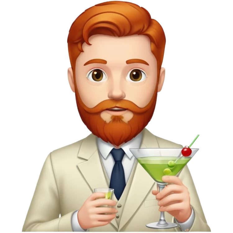 Bearded redhead drinking a martini emoji