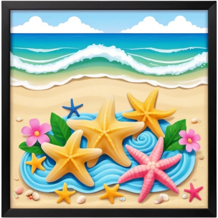 Conchiglie mare cocco onde stella marina fiori estivi tartarughe  emoji