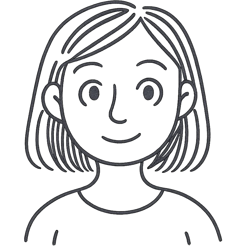 a female with white skin, big eyes, middle-length hair which is right at the shoulder emoji