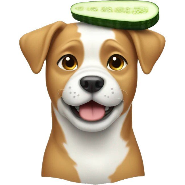 Dog having cucumber slice  emoji
