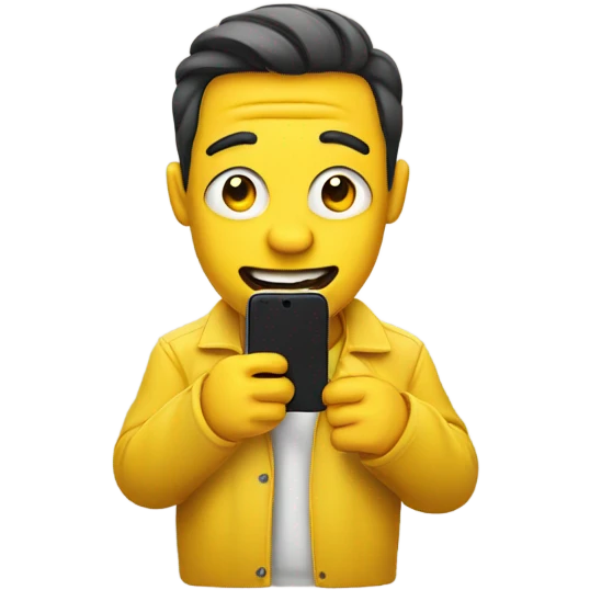 A bored yellow emoji face holding a phone  emoji