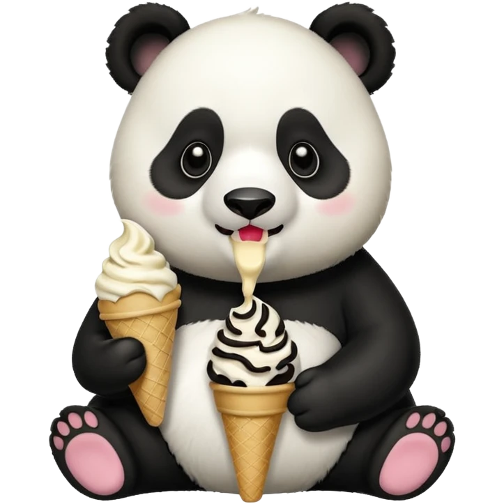 Panda eating ice cream emoji