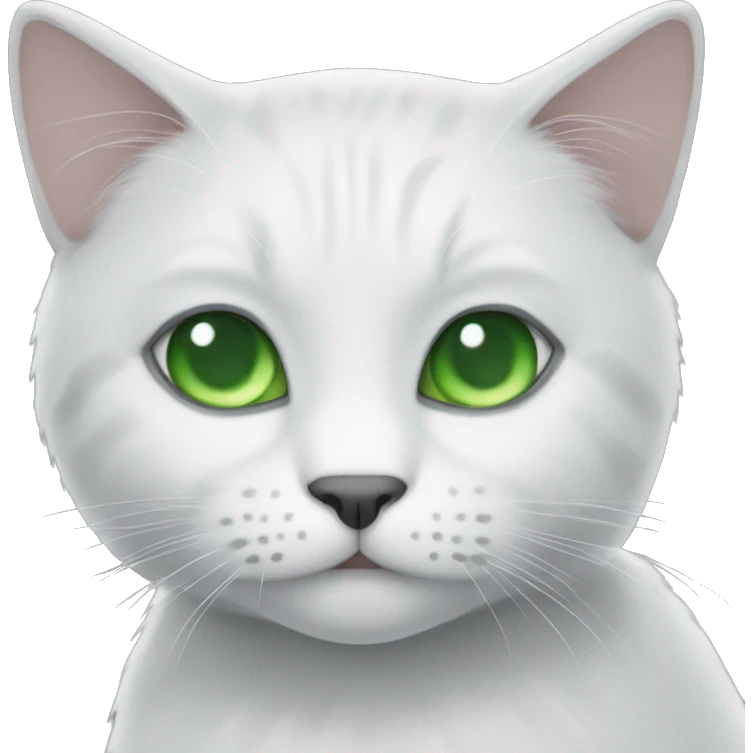 White gray meinkun cat with green eyes emoji