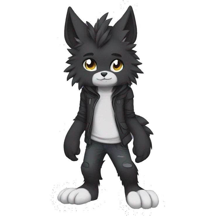 Anthro Dark Edgy Cool Shy Grumpy Fluffy FurSona Fakemon Full Body emoji