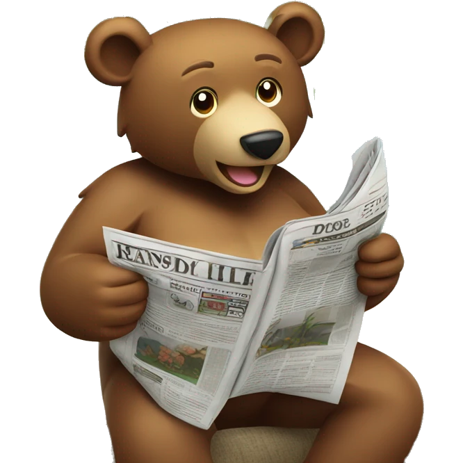 bear reading newspaper under coconut tree emoji