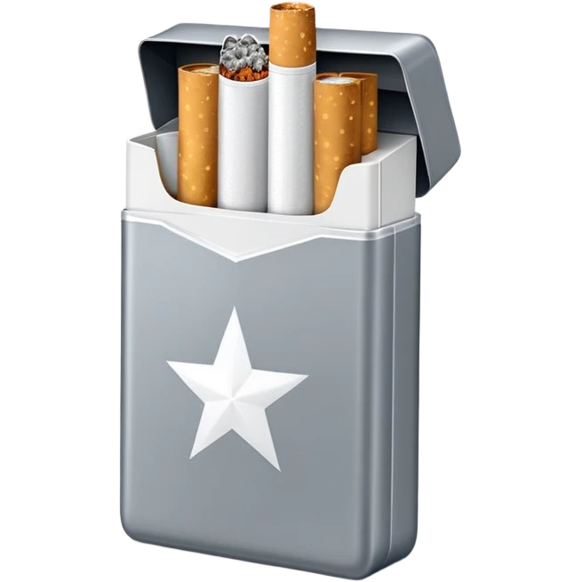 7 stars grey shining cigaret pack with a few little white cigaret inside emoji