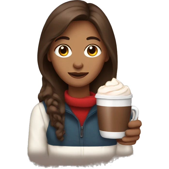 Brown hair woman holding hot chocolate  emoji