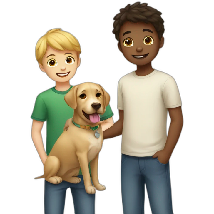two boys with labrador emoji