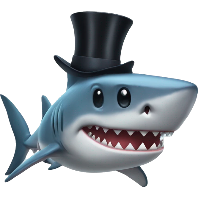 Shark with a top hat emoji