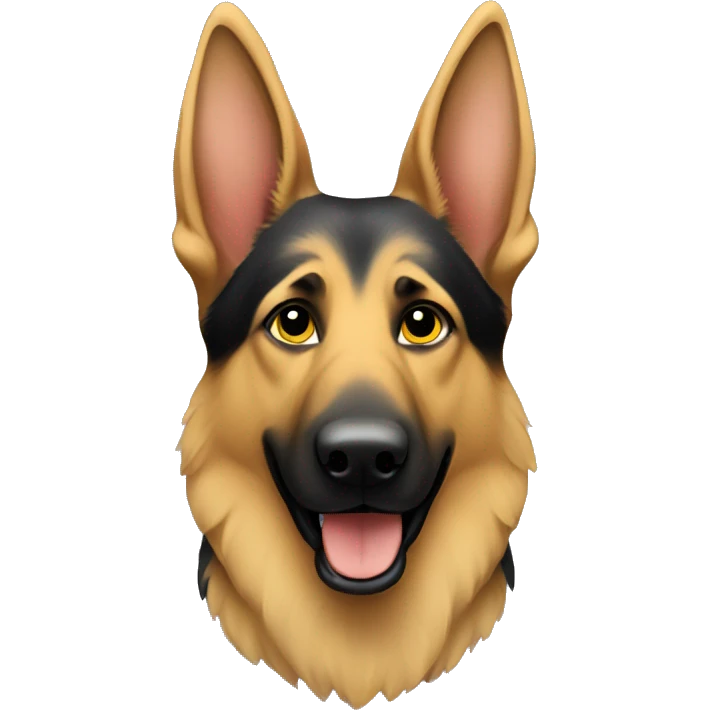 A German shepherd dog with yellow hearts around it emoji