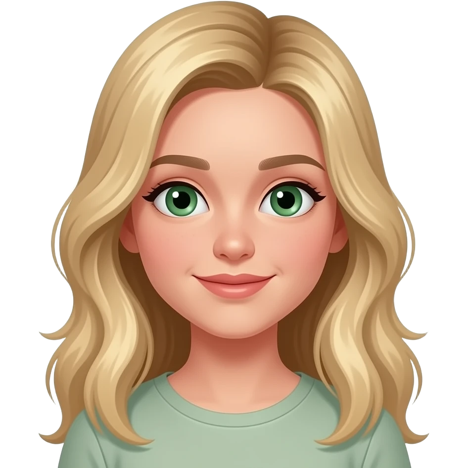 girl with long blonde highlights and green eyes emoji