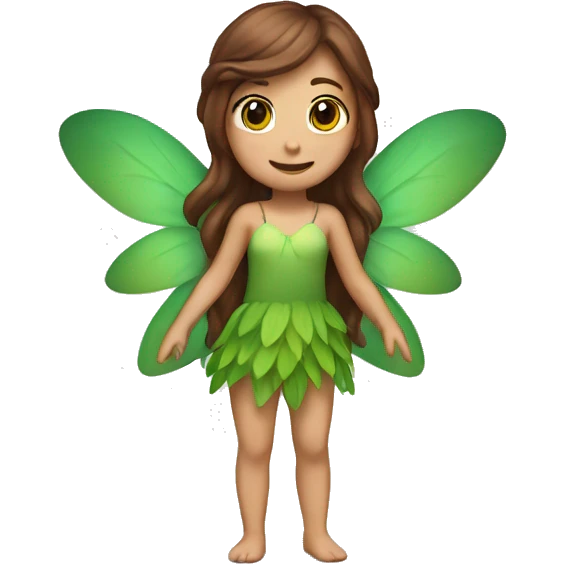 Fairy with brown hair and green wings emoji