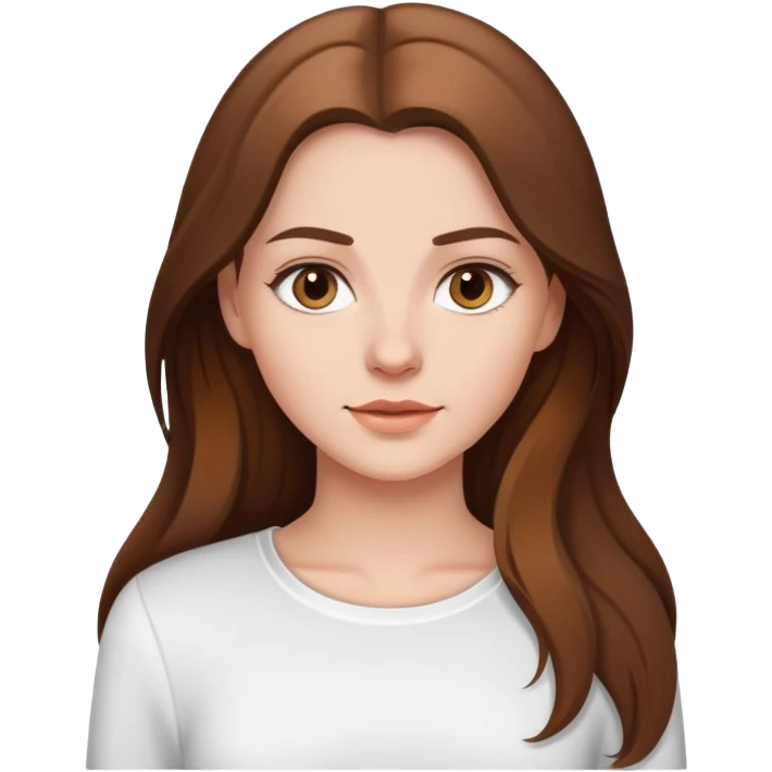 Beautiful White girl with long brown hair and white long sleeve shirt emoji