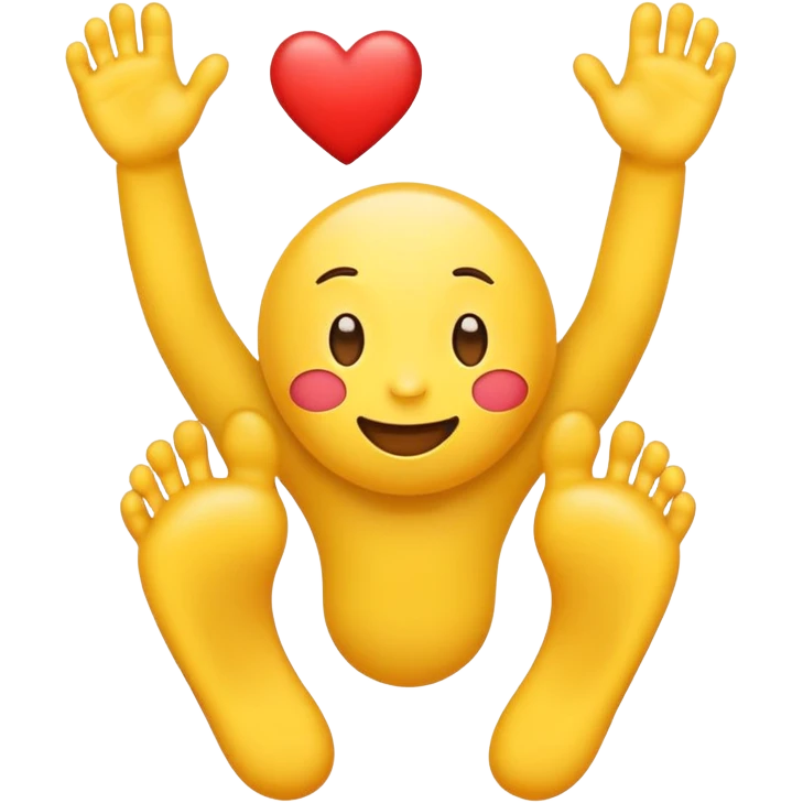 Emoji with feet in air behind him with heart eyes face emoji