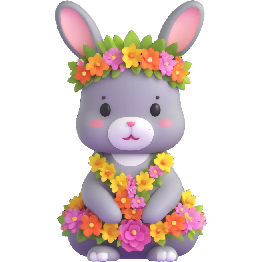 adorable bunny wearing a dress and floral crown emoji