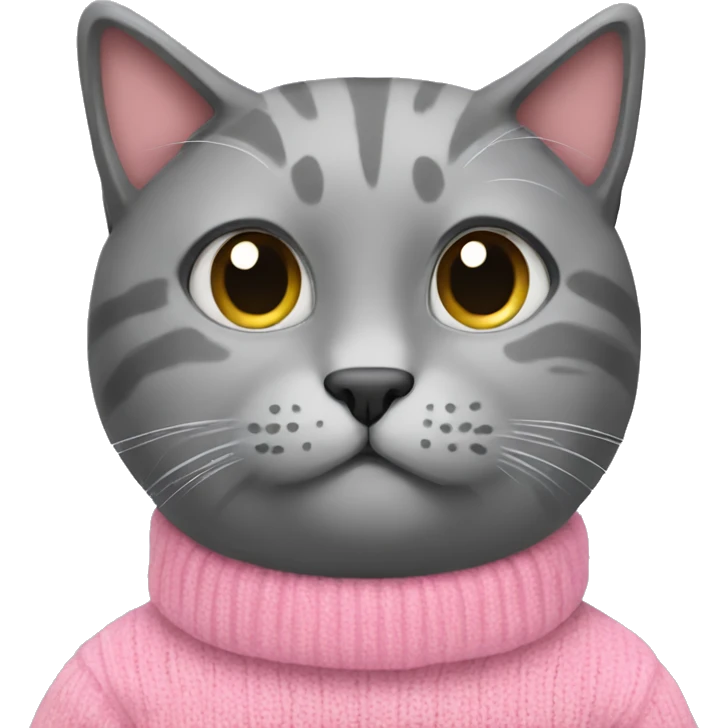 Grey cat wearing pink sweater emoji