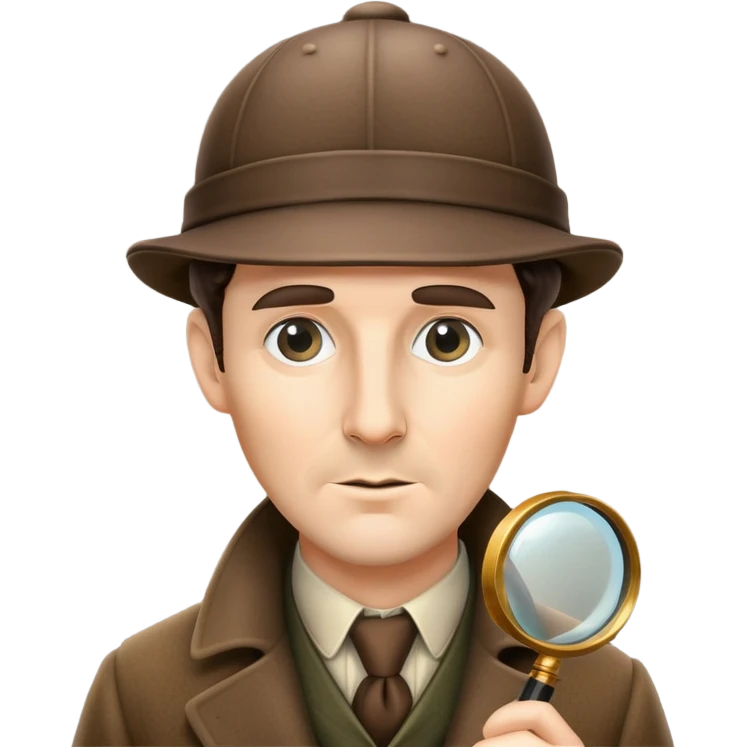 sherlock holmes with magnifying glass and deerstalker hat emoji