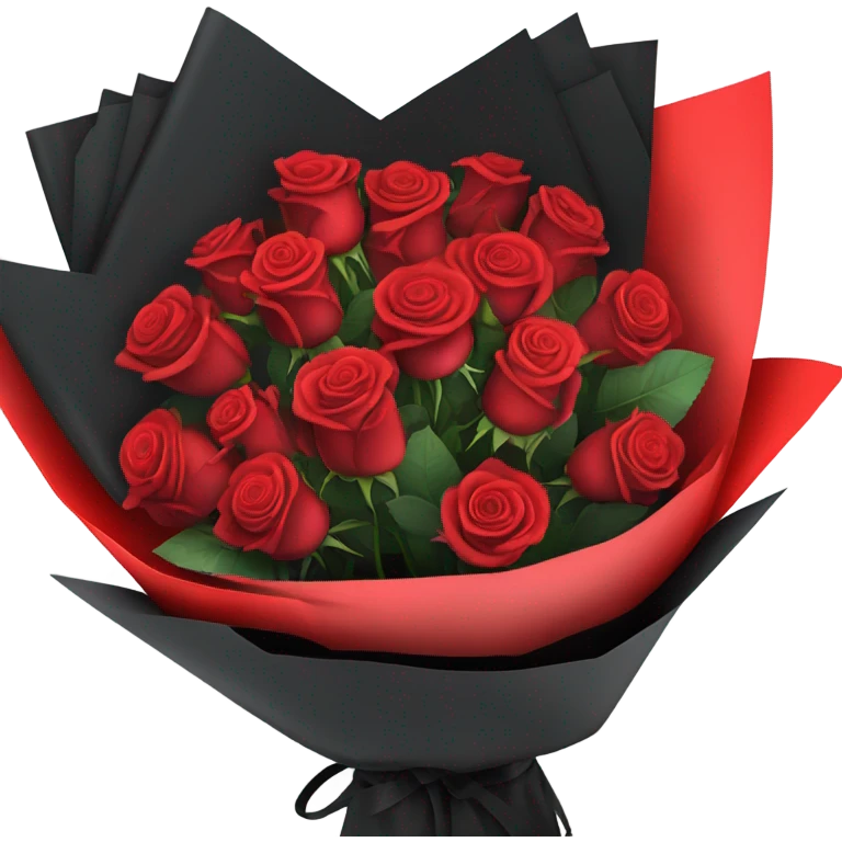 Bouquet of red roses in a black package emoji