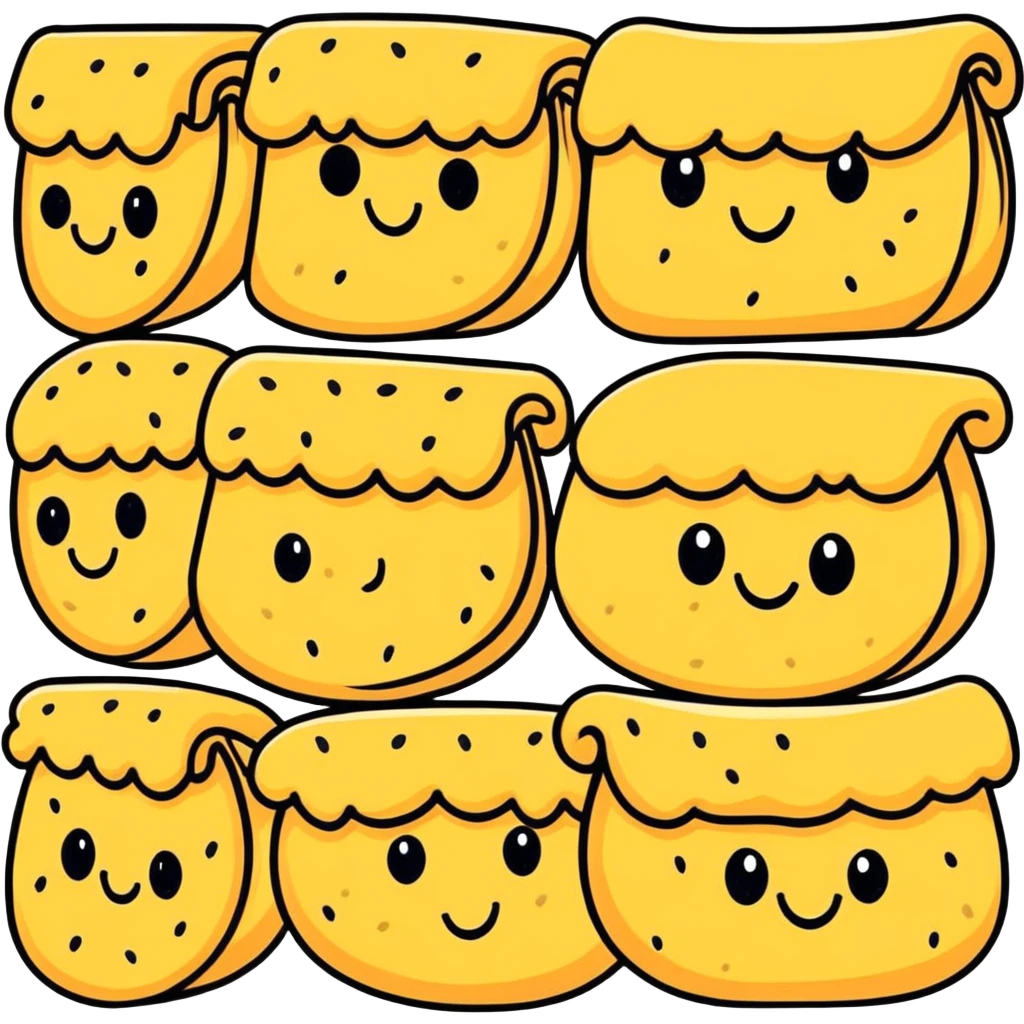 cartoon sesame seeds with cute faces emoji