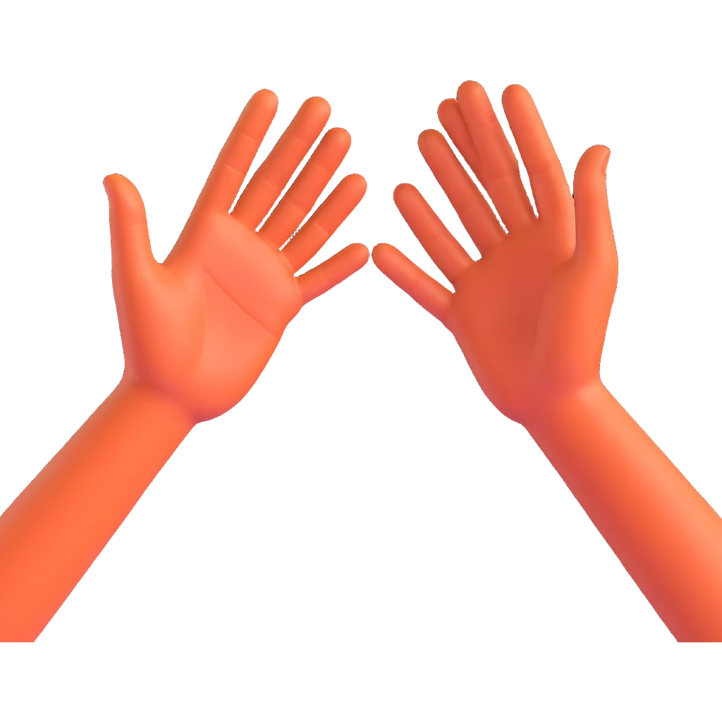 A 2D emoji-style illustration of two open hands, positioned side by side and angled to the right, as if they are pushing something like a swing. Add motion lines behind the hands to the left to show a rightward pushing movement. Clean cartoon style, minimal background emoji