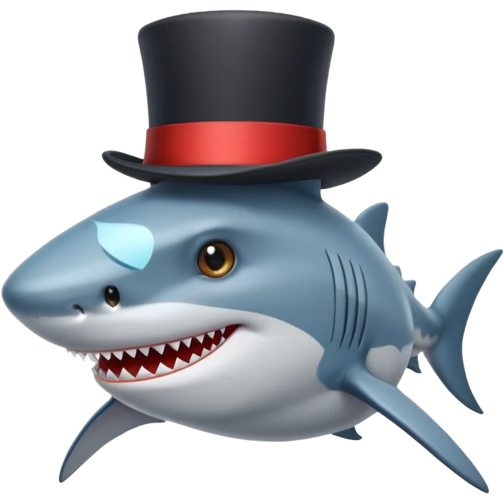 Shark with a top hat emoji
