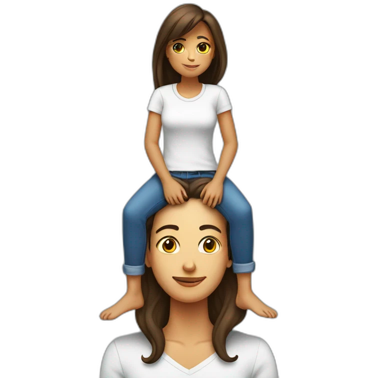Woman sitting on the shoulders of A man sitting upsidedown emoji