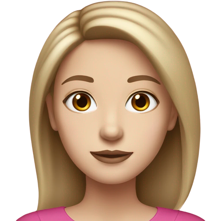 white woman shoulder length brown hair hazel eyes pink lips emoji