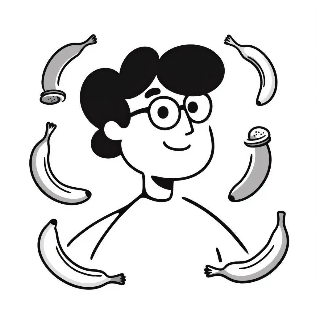 a man with black glasses around bananas emoji