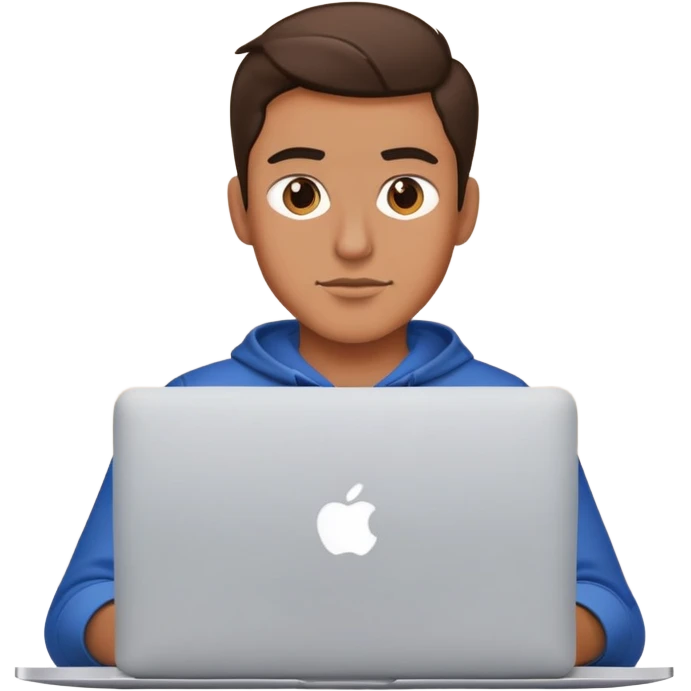 american guy using macbook laptop emoji