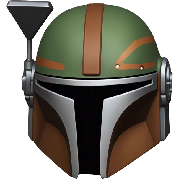 Olive and rust colored Mandalorian helmet with antenna emoji