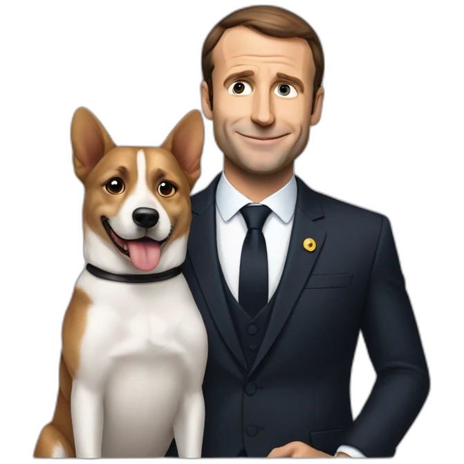 Macron et son chien emoji
