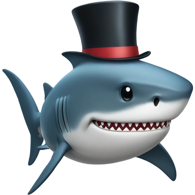 Shark with a top hat emoji