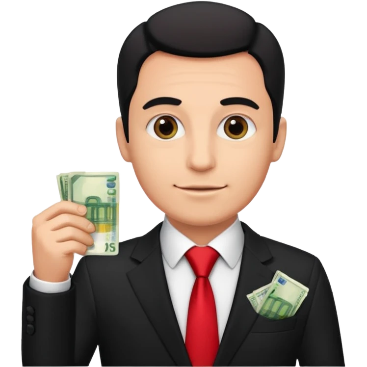 AN UNCLE with a tie in business clothes and with euro money
 emoji