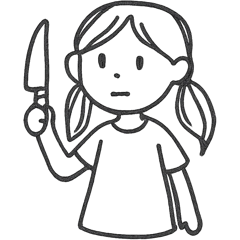 girl holding a knife, minimal icon style, clean lines, simple shapes emoji