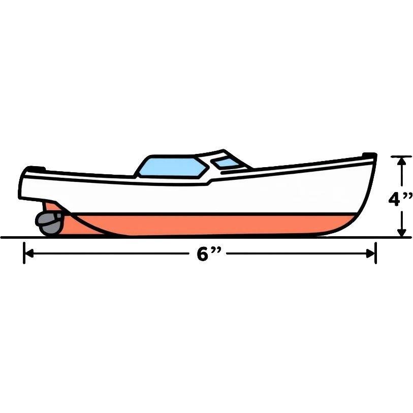 technical diagram of 4 meter boat hull with measurement marked emoji