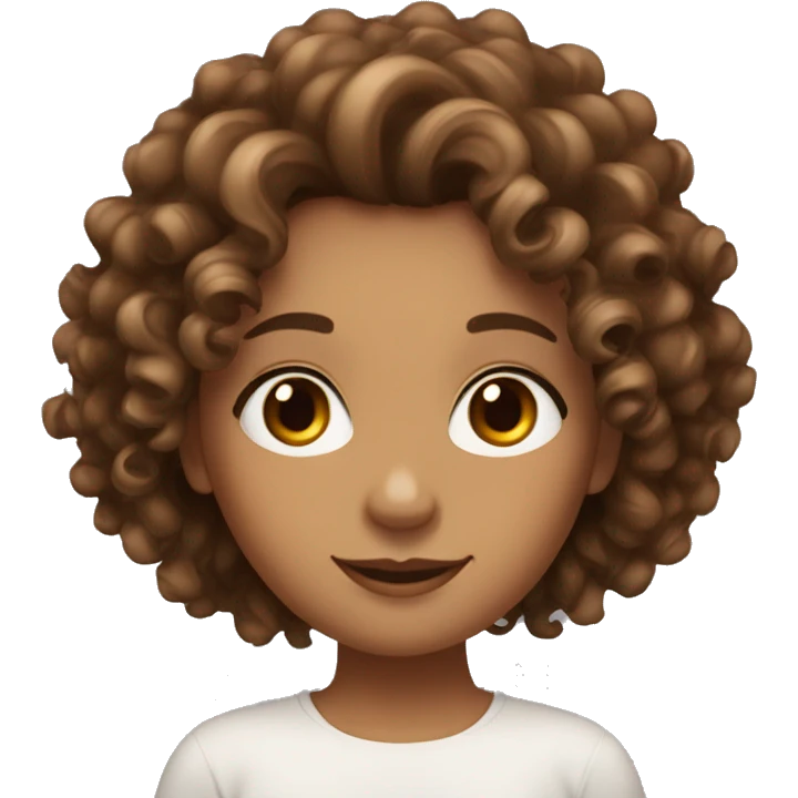 A curly with long length of hair,bronze tanned girl with brown eyes and log eyelashes emoji