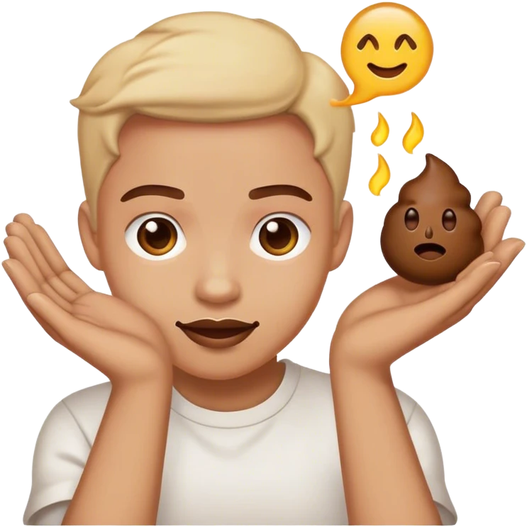 The idk emoji with poop emojis in both hands emoji