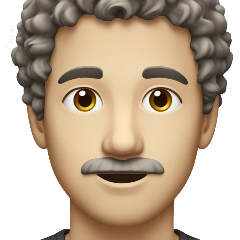 white young guy face with dark curly wolfcut and slightly visible moustache emoji